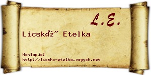 Licskó Etelka névjegykártya