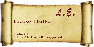 Licskó Etelka névjegykártya